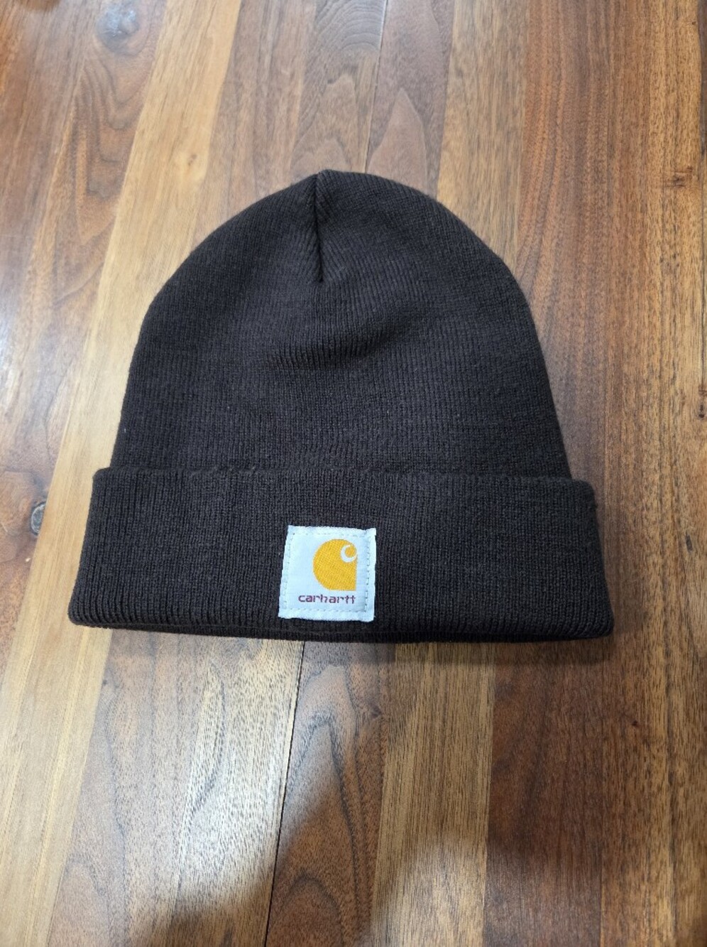 Carhartt Brown Knit Cuffed Beanie with A18 DKB Logo Patch Y2K Made In USA
